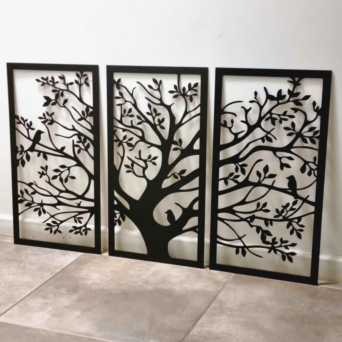 Tríptico Árbol de la Vida en MDF colgado en pared