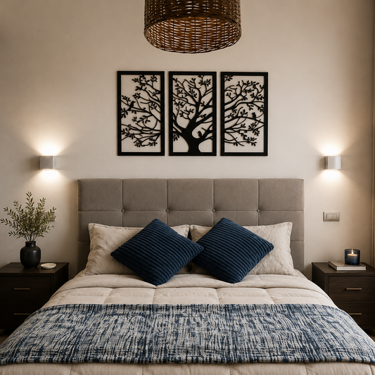 Tríptico Árbol de la Vida en MDF colgado en pared