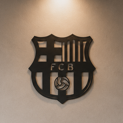 Cuadro escudo de fútbol FC Barcelona en MDF negro