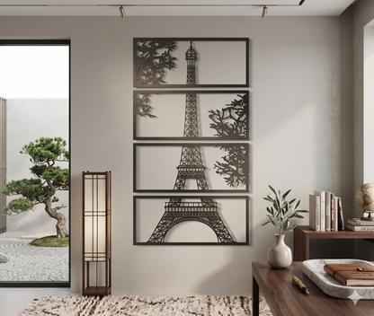 Tríptico Torre Eiffel de París en MDF minimalista