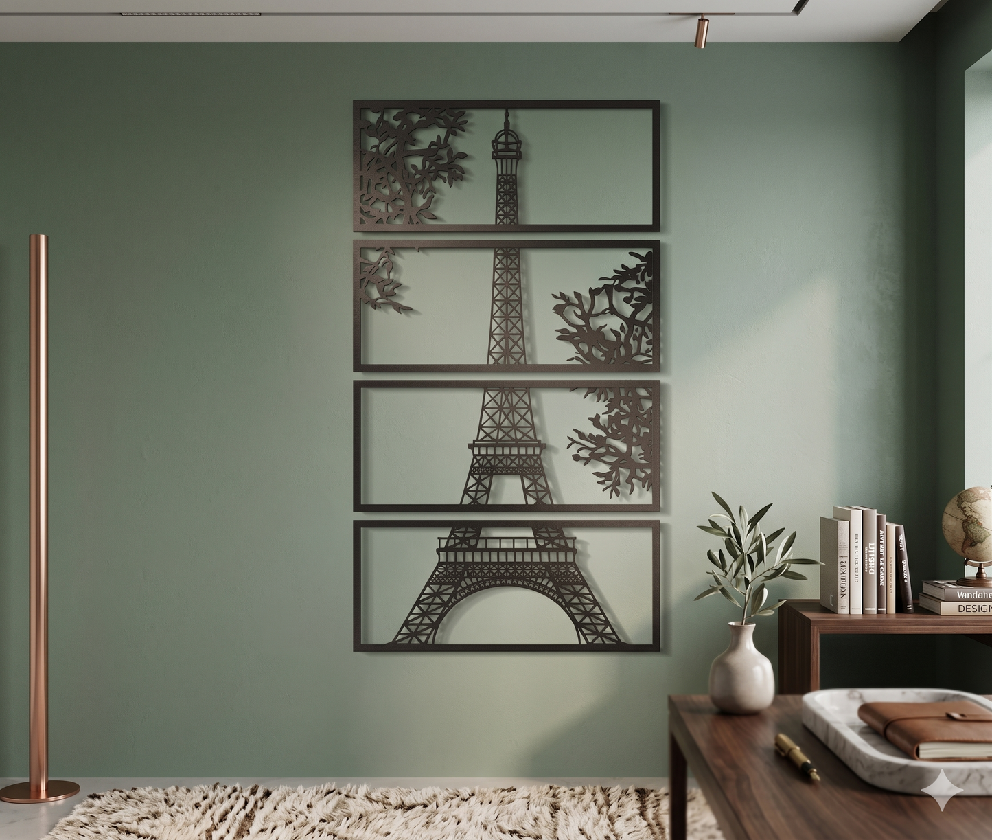 Tríptico Torre Eiffel de París en MDF minimalista