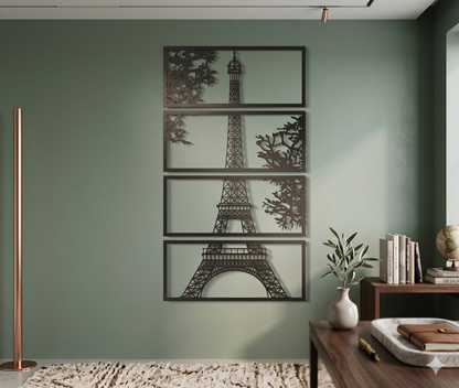 Tríptico Torre Eiffel de París en MDF minimalista
