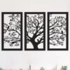 Cuadro Madera Tríptico Árbol De La Vida Sagrado 35x60 Cm