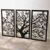 Cuadro Madera Tríptico Árbol De La Vida Sagrado 35x60 Cm